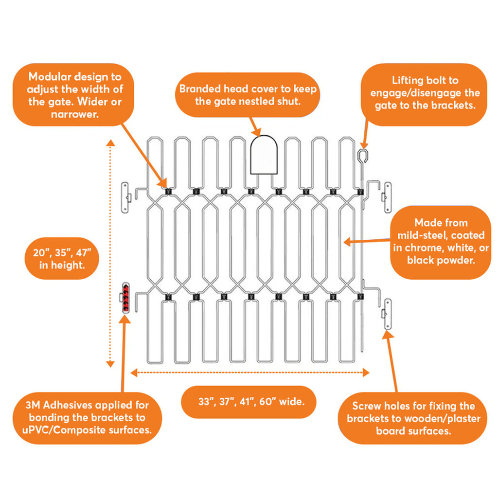 Pet Safety Gate Plus – Extra Strong, No-Drill Pet Gate for Stairways, Doorways & Hallways | Easy One-Hand Use, No Wall Damage