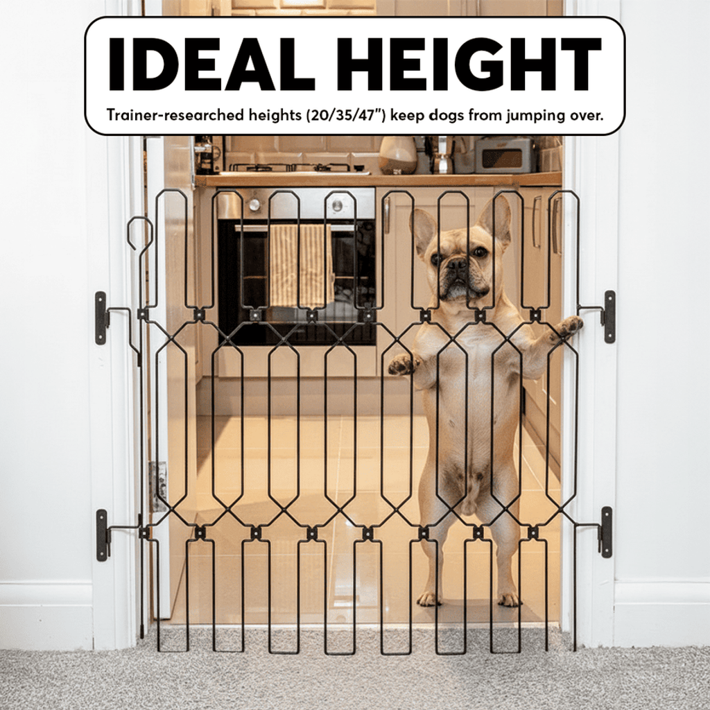 Pet Safety Gate Plus – Extra Strong, No-Drill Pet Gate for Stairways, Doorways & Hallways | Easy One-Hand Use, No Wall Damage
